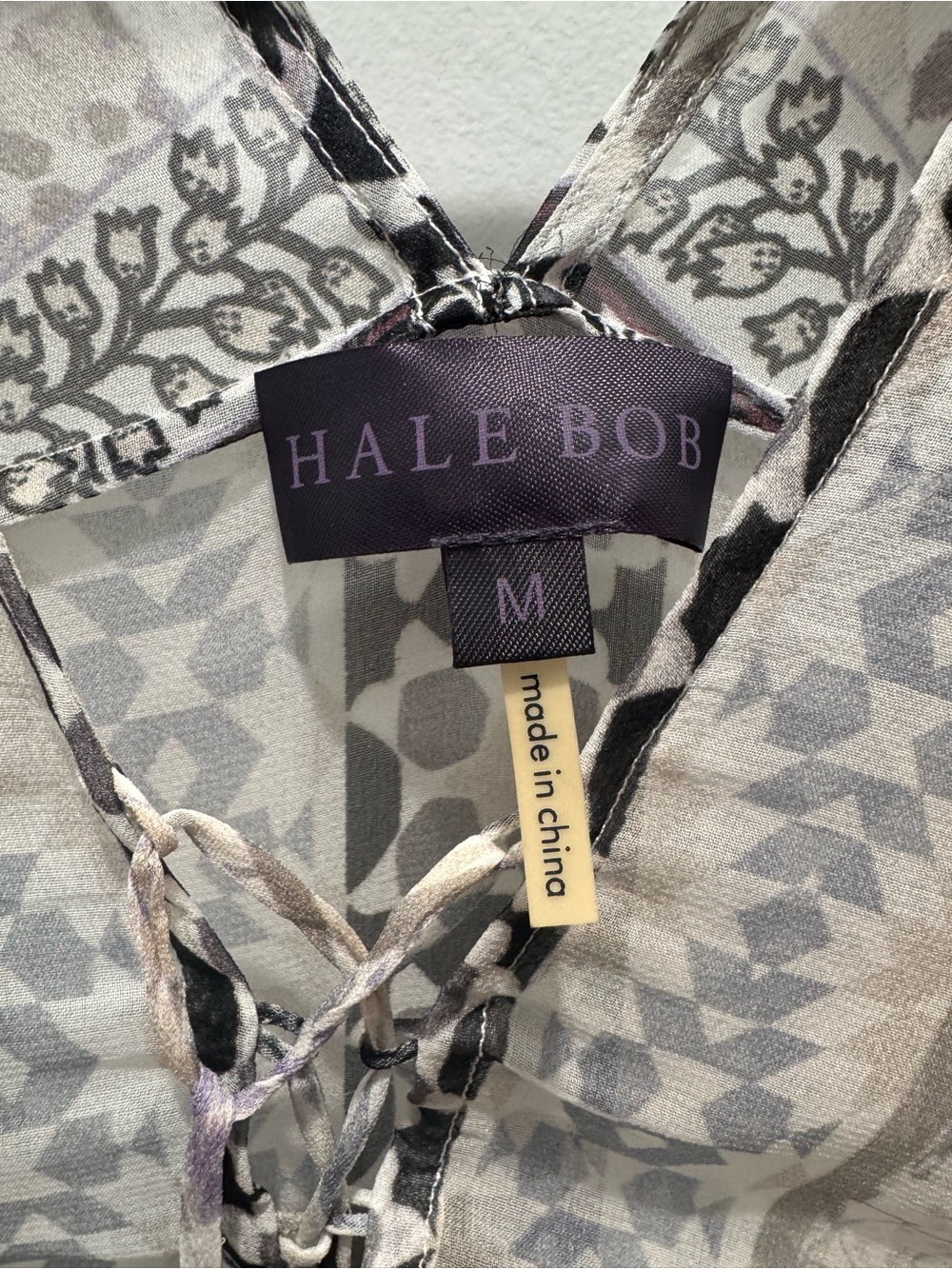 NWT Hale Bob Black & White Printed Sheer Swim Coverup Kaftan - Picture 3 of 4